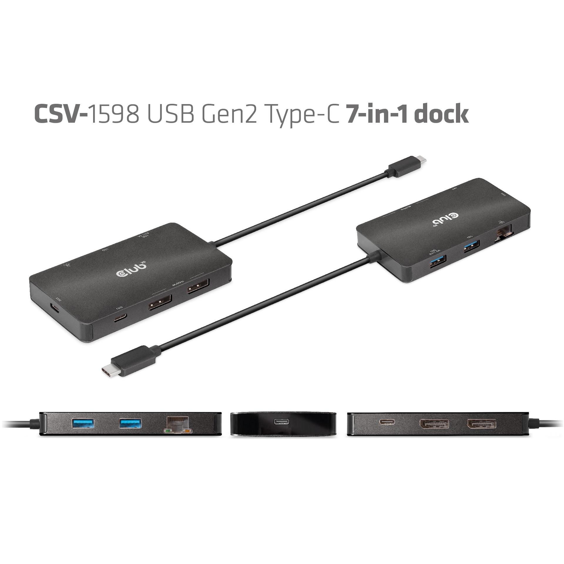 USB-C®10 Gbps to Dual DisplayPort™ 4K60Hz 7-in-1 Portable Dock - Image 7