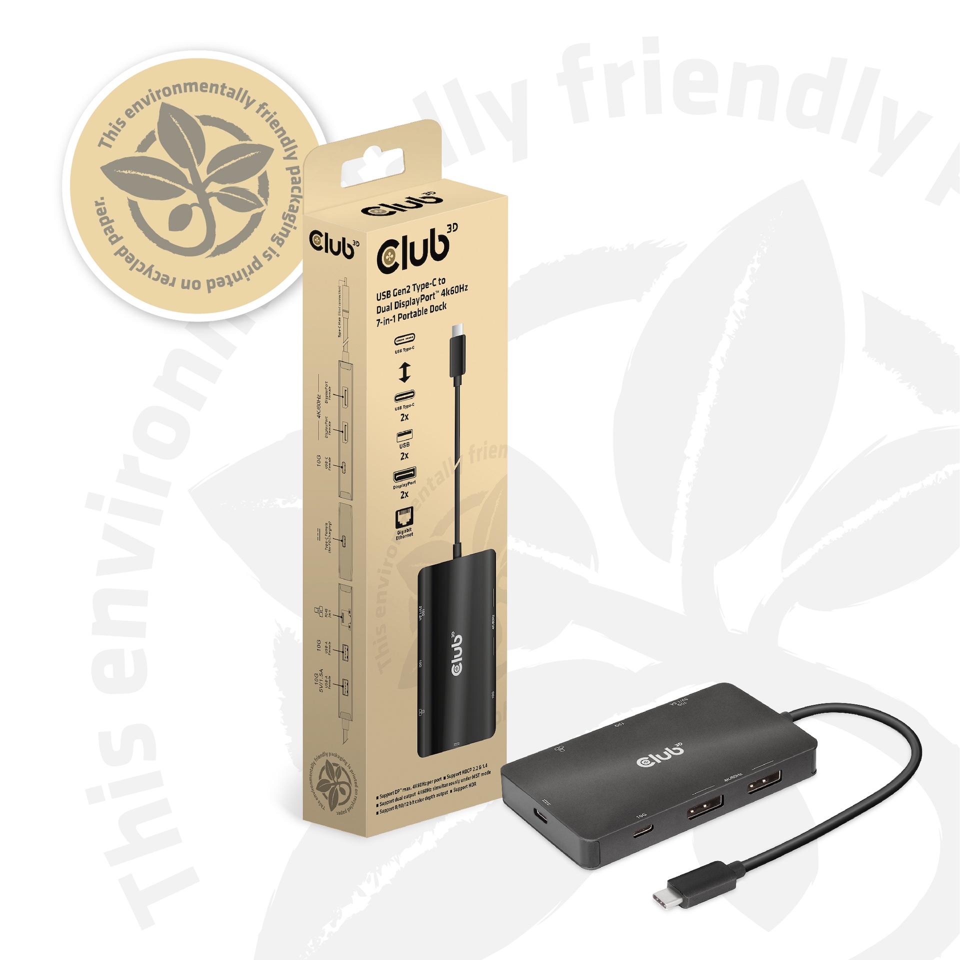 USB-C®10 Gbps to Dual DisplayPort™ 4K60Hz 7-in-1 Portable Dock - Image 10