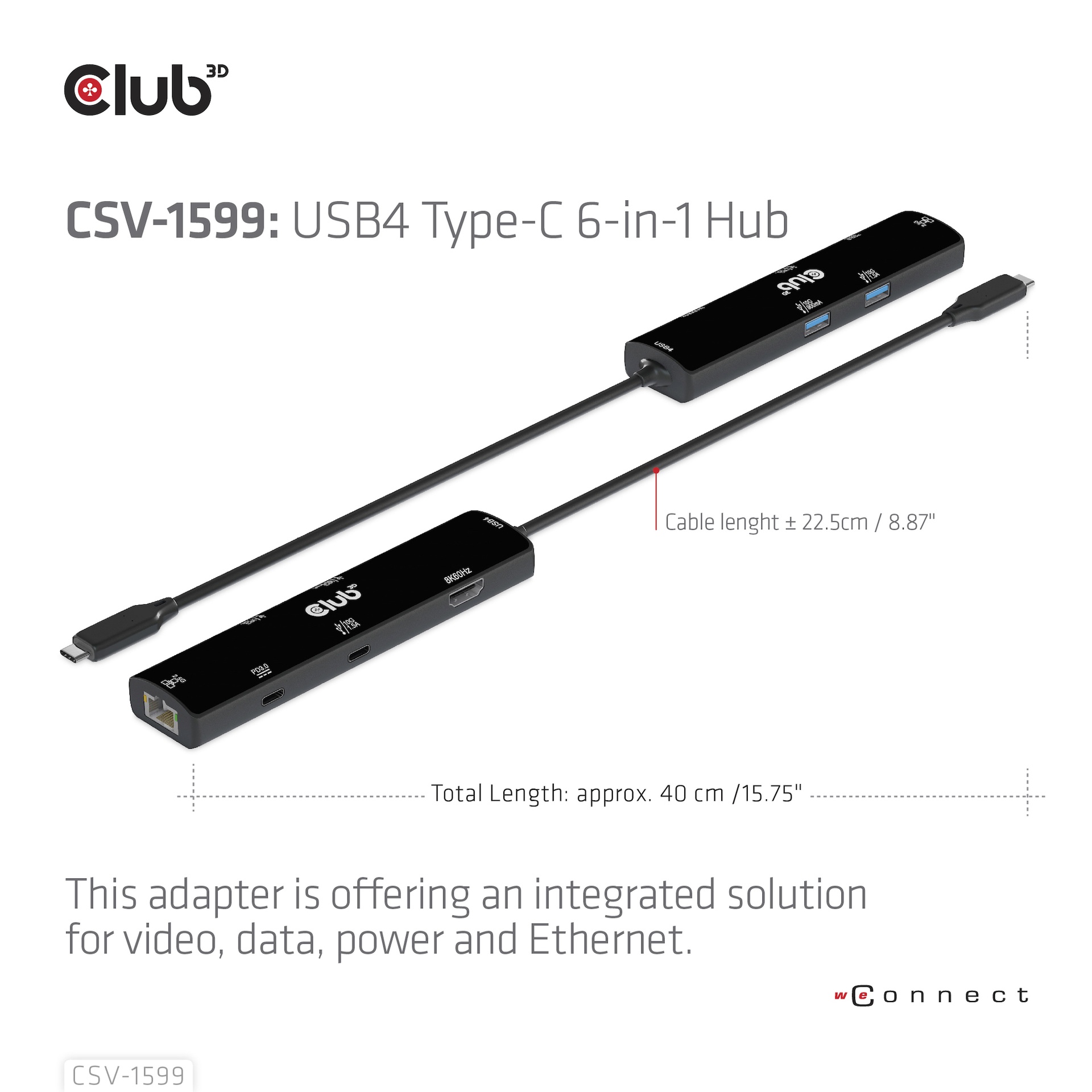 USB-C®10Gbps, (USB 4) 6-in-1 Hub with HDMI™ 8K60Hz or 4K120Hz, 2xUSB Type-A(10G), Ethernet RJ45(2.5G) and 2xUSB-C®, 1x Data(10G) and 1xPD3.0 charging 100 watt - Image 5