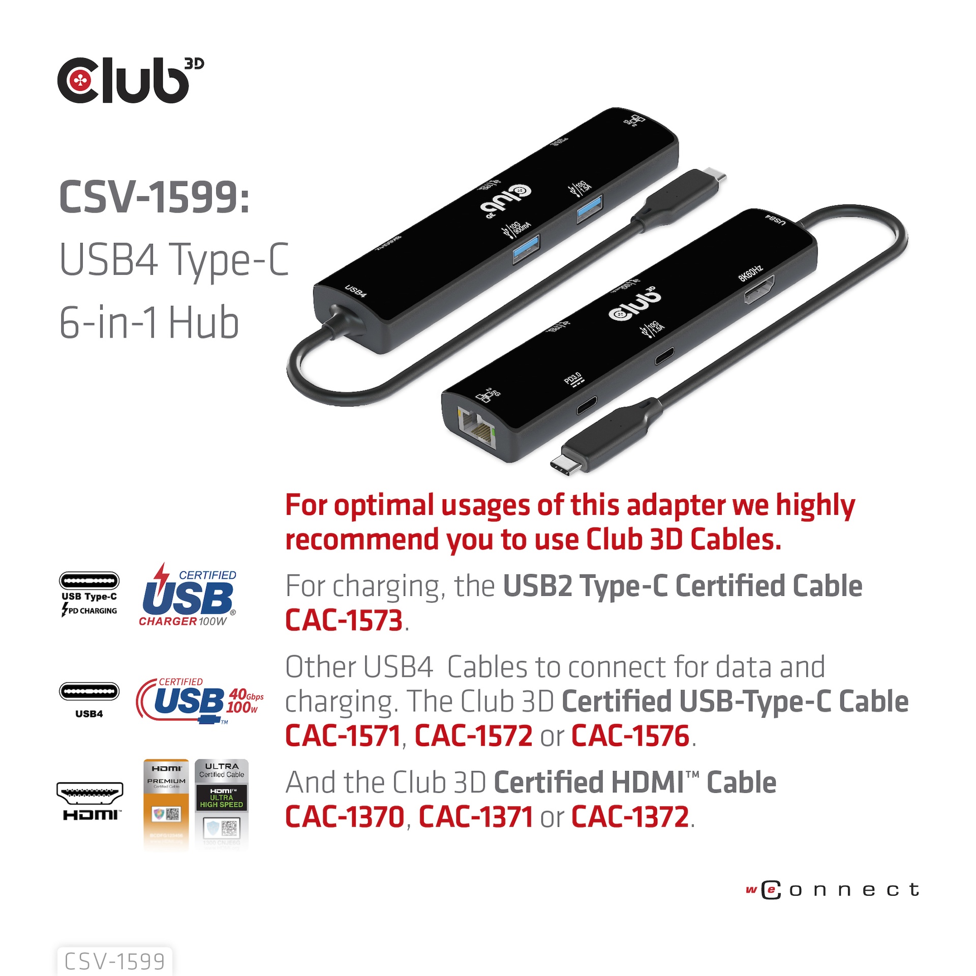 USB-C®10Gbps, (USB 4) 6-in-1 Hub with HDMI™ 8K60Hz or 4K120Hz, 2xUSB Type-A(10G), Ethernet RJ45(2.5G) and 2xUSB-C®, 1x Data(10G) and 1xPD3.0 charging 100 watt - Image 9