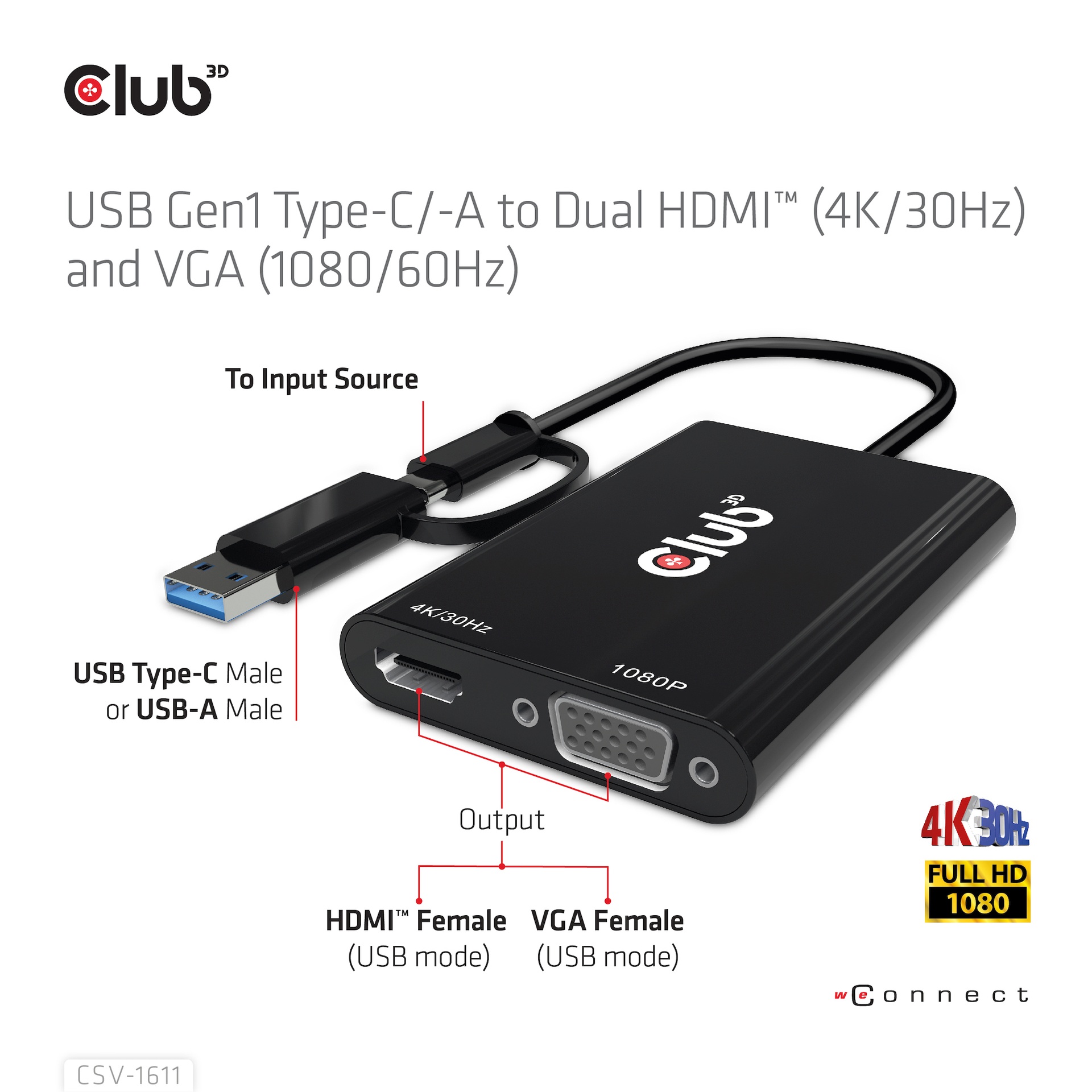 USB-C®/A 5Gbps to Dual HDMI™ (4K/30Hz) / VGA (1080/60Hz) - Image 3