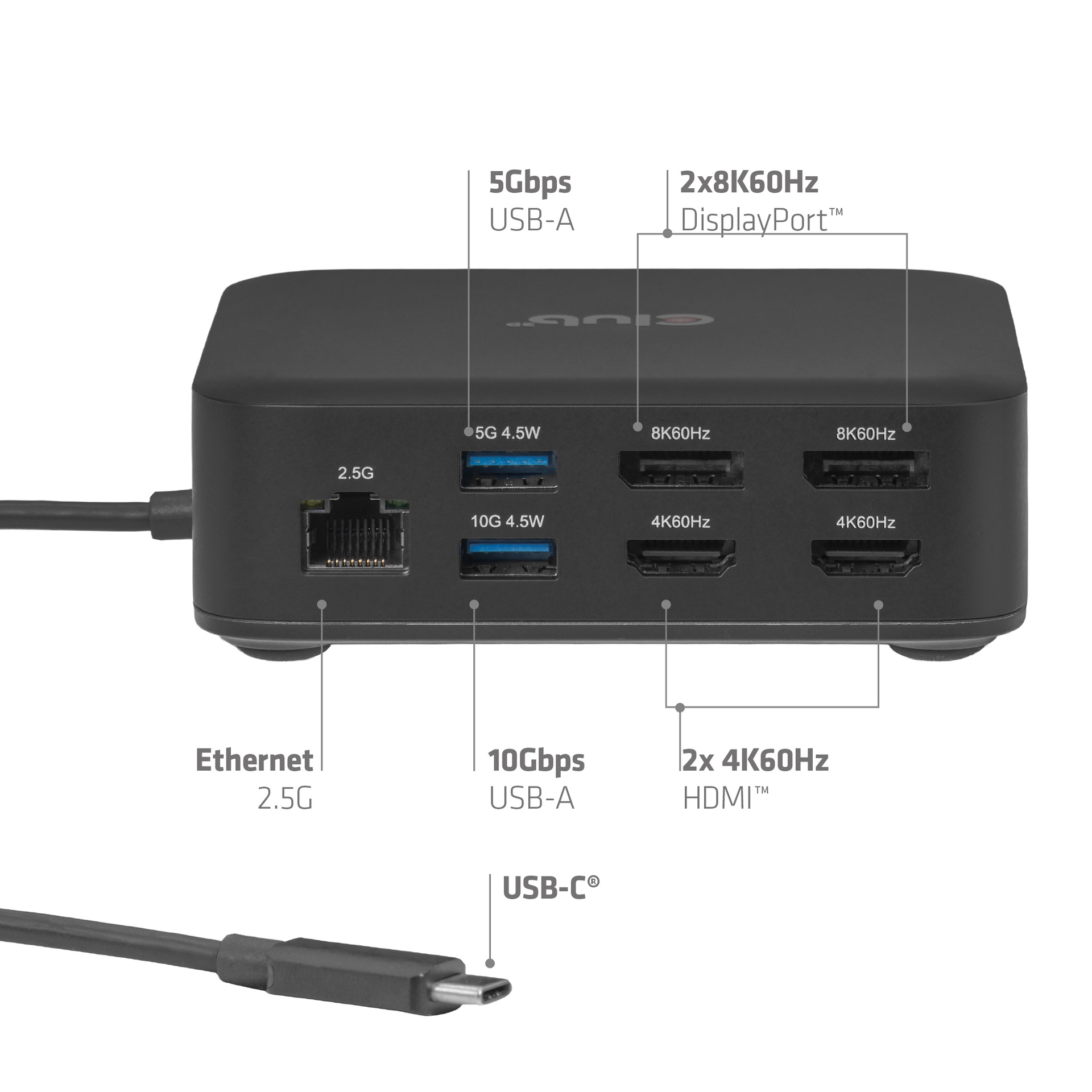 12-1 USB-C® Quad DisplayLink Docking Station 2x DisplayPort™ 8K60Hz + 2x HDMI™ 4K60Hz PD3.0 100Watt Ethernet 2.5G - Image 2