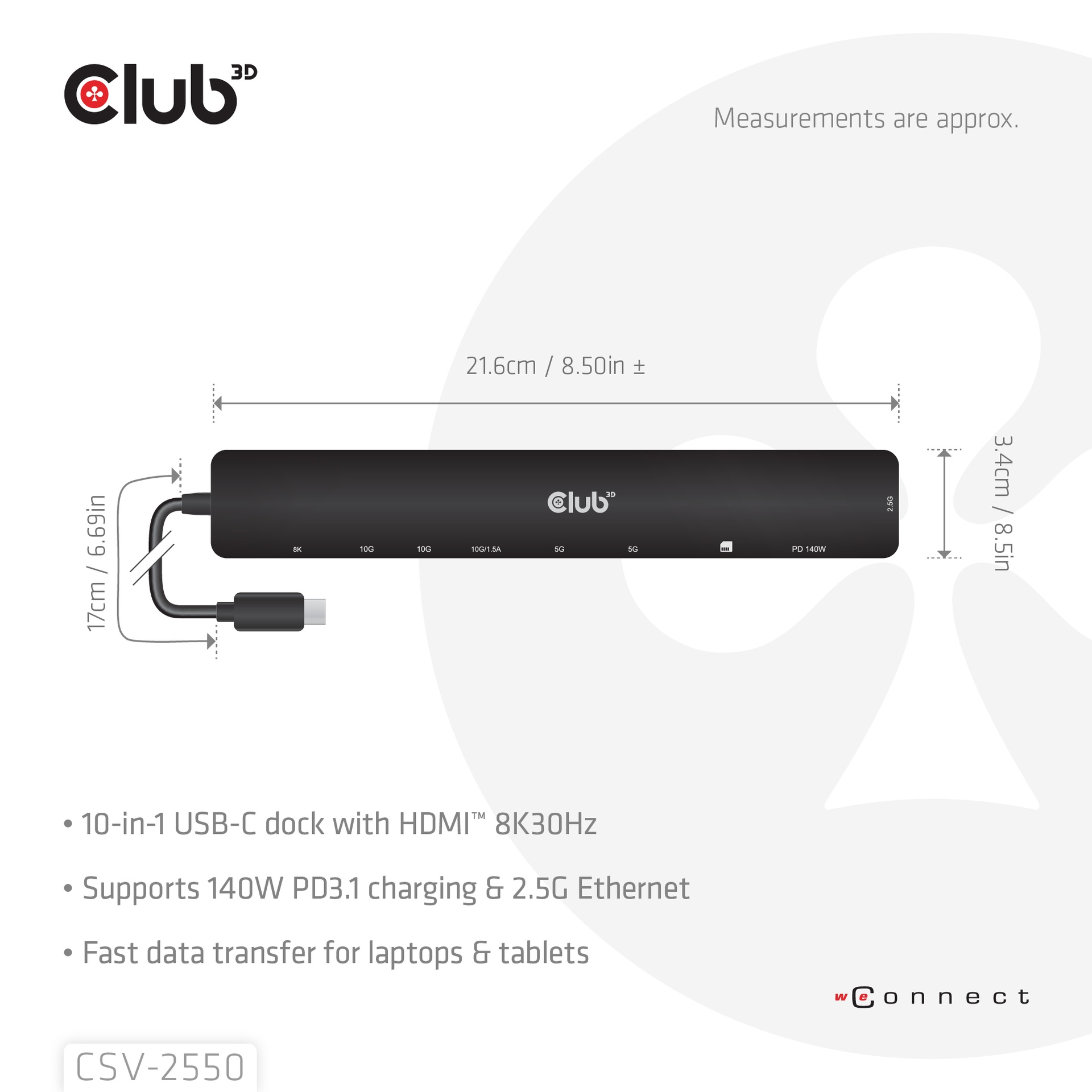 10-1 Portable Dock USB-C® 10Gbps to HDMI™ 8K30Hz PD3.1 Max.140Watt - Image 3