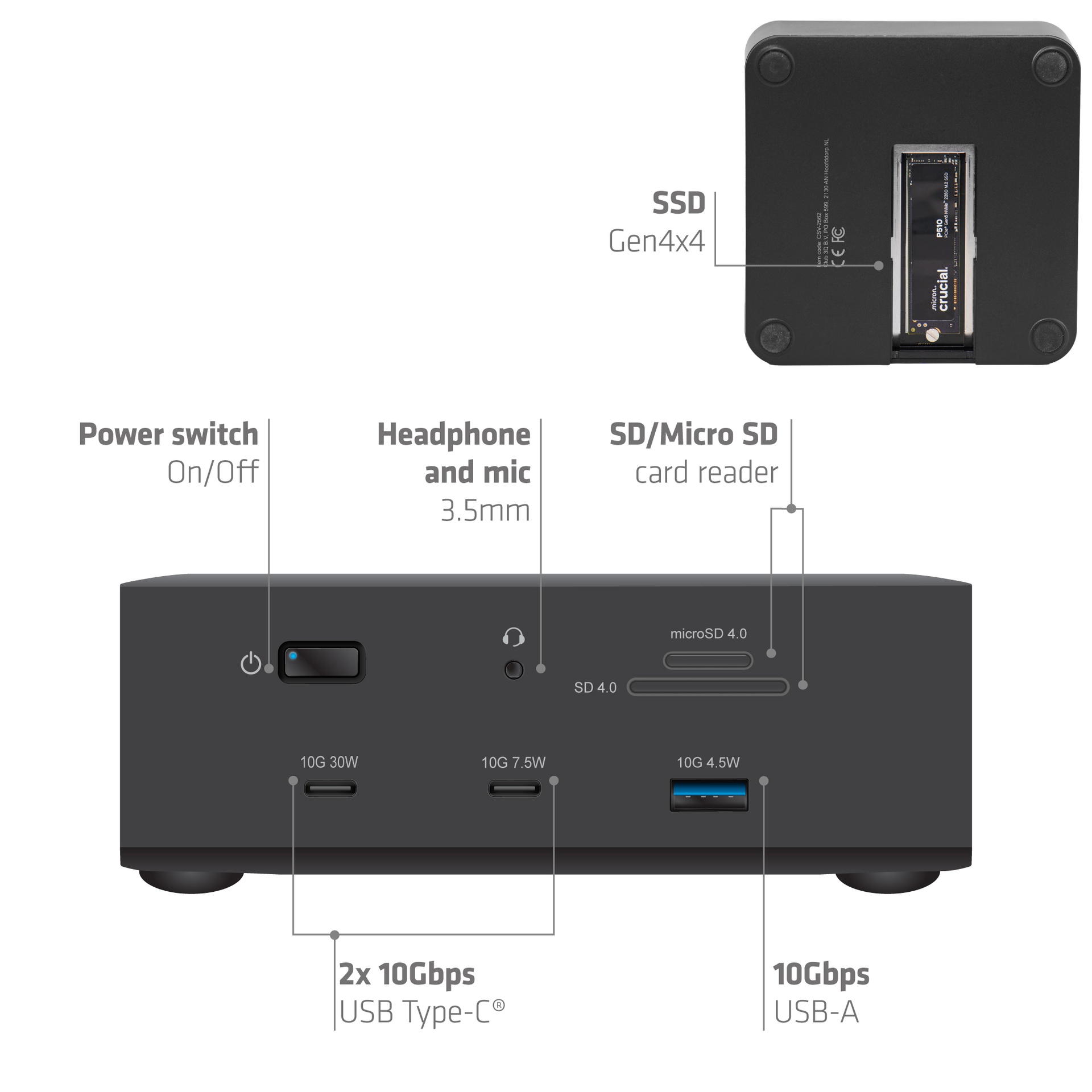 13-1 Thunderbolt™ 5 Docking Station M.2 SSD 2x HDMI™ 8K60Hz Thunderbolt™ Share Certified 180W - Image 6