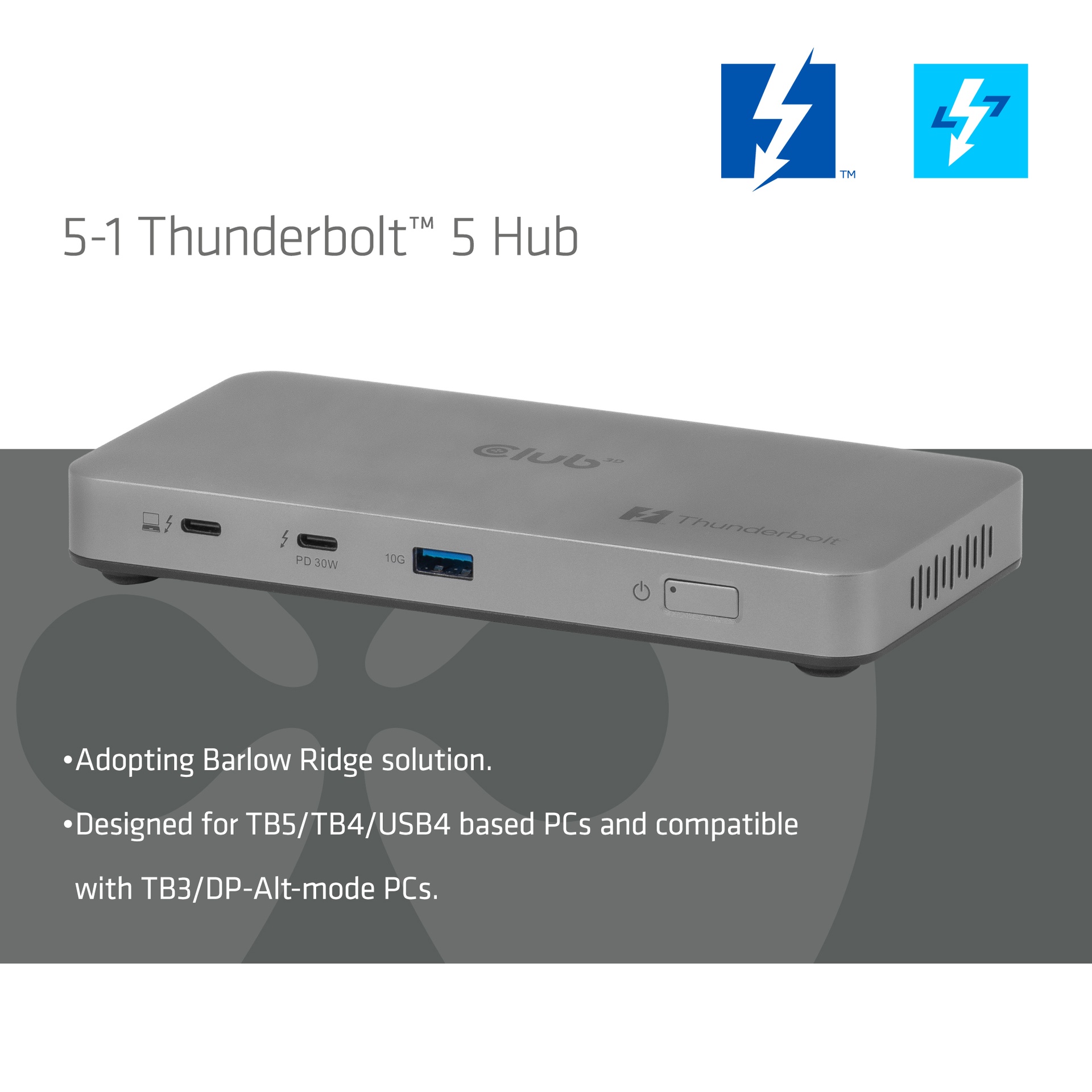 CSV-2563 5-1 Thunderbolt™ 5 Hub Triple video 5K60Hz Thunderbolt™ Share Certified 180W - Image 2