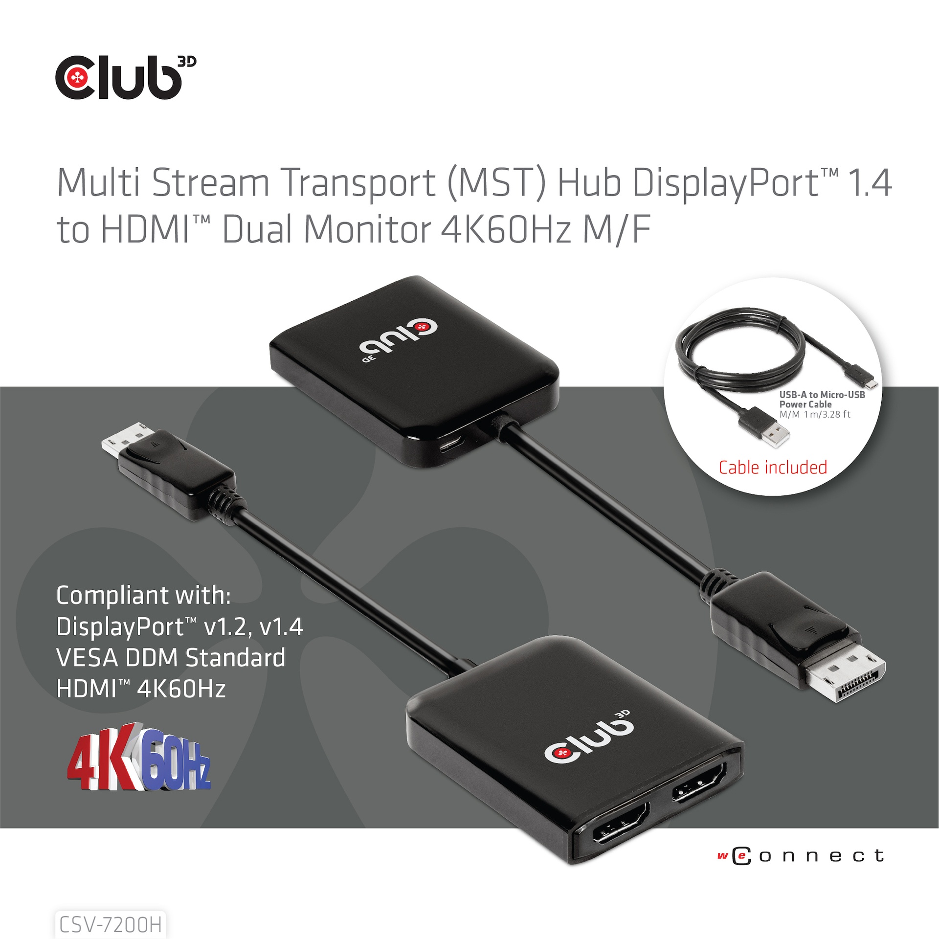 Multi Stream Transport (MST) Hub DisplayPort™ 1.4 to HDMI™ Dual Monitor 4K60Hz M/F - Image 2