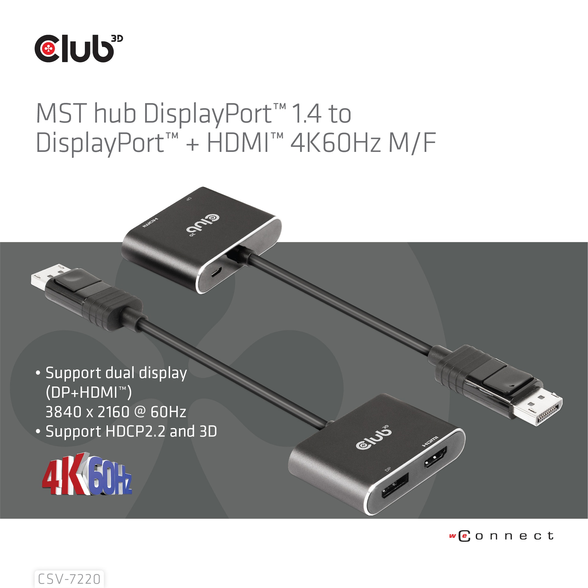 MST hub DisplayPort™ 1.4 to DisplayPort™ + HDMI™ 4K60Hz M/F - Image 2