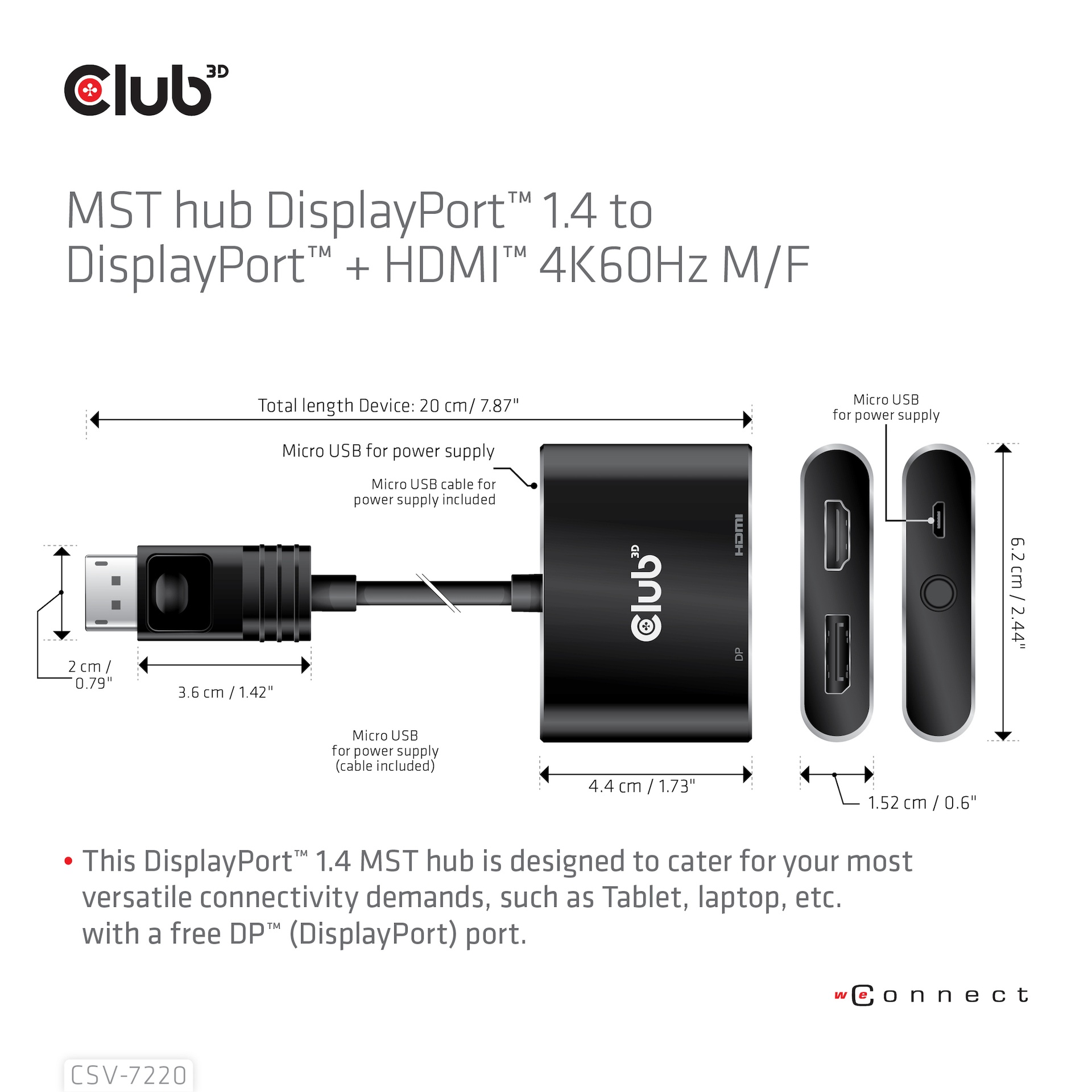 MST hub DisplayPort™ 1.4 to DisplayPort™ + HDMI™ 4K60Hz M/F - Image 3