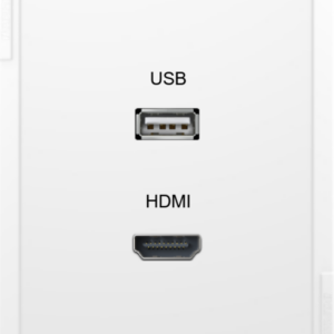 PWPFV463 (PRO) Clipsal Iconic White Vertical Wall Plate [With Text] 1 x 2.0 USB-A Female to USB-A Male [USB] 1 x HDMI Cable Female to Female [HDMI]